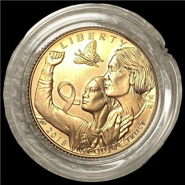 2018-W .21676oz Gold $5 Breast Cancer GEM  PROOF