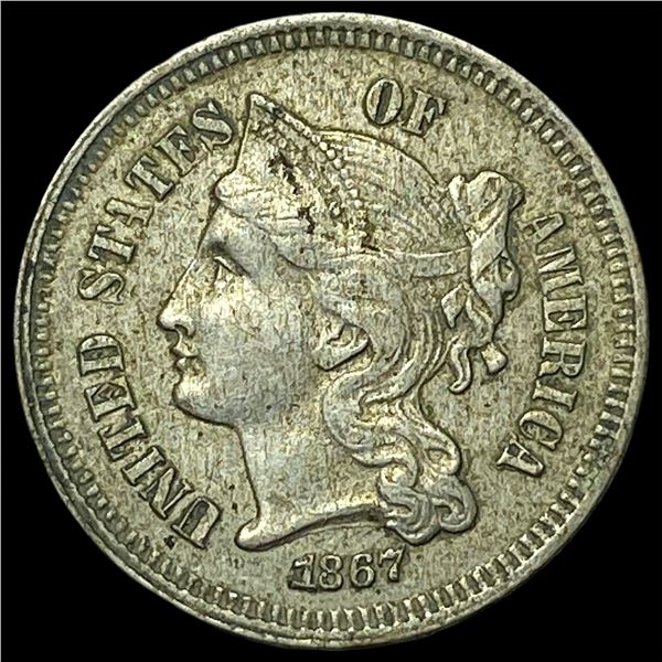 1867 Nickel Three-Cent Piece CHOICE AU