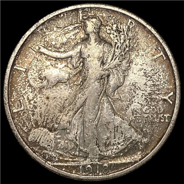 1918 Silver Walking Liberty Half Dollar ABOUT  UNCIRCULATED