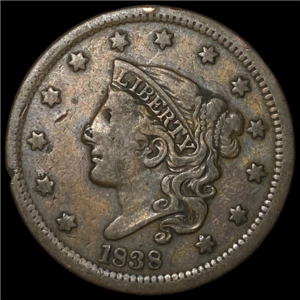 1838 Coronet Head Large Cent NEARLY  UNCIRCULATED