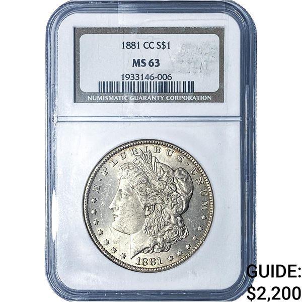 1881-CC Morgan Silver Dollar NGC MS63