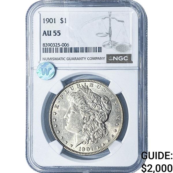 1901 Morgan Silver Dollar NGC AU55
