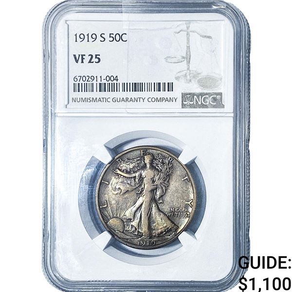 1919-S Walking Liberty Half Dollar NGC VF25