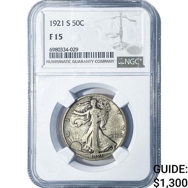1921-S Walking Liberty Half Dollar NGC F15