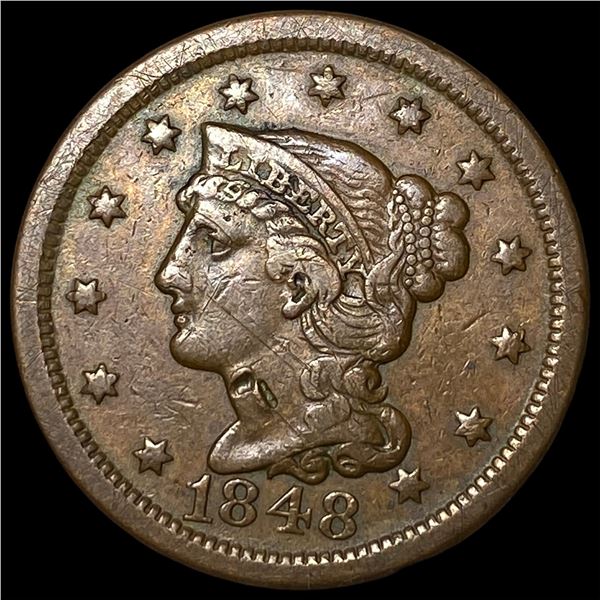 1848 Braided Hair Large Cent HIGH GRADE