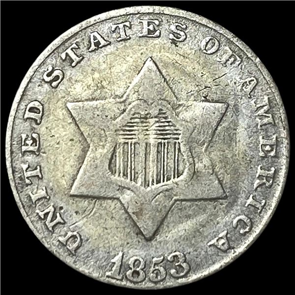 1853 Silver Three-Cent Piece NICELY  CIRCULATED