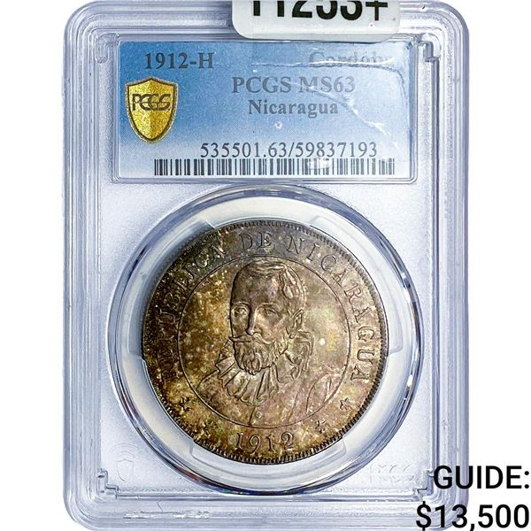 1912-H Nicaragua Silver Cordoba PCGS MS63