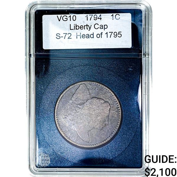 1794 Liberty Cap Large Cent VG10 Head of 1795 S-72