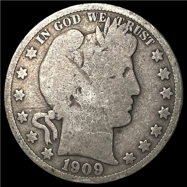 1909 Silver Barber Half Dollar ABOUT  UNCIRCULATED