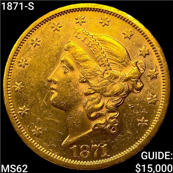 1871-S $20 Gold Double Eagle UNCIRCULATED