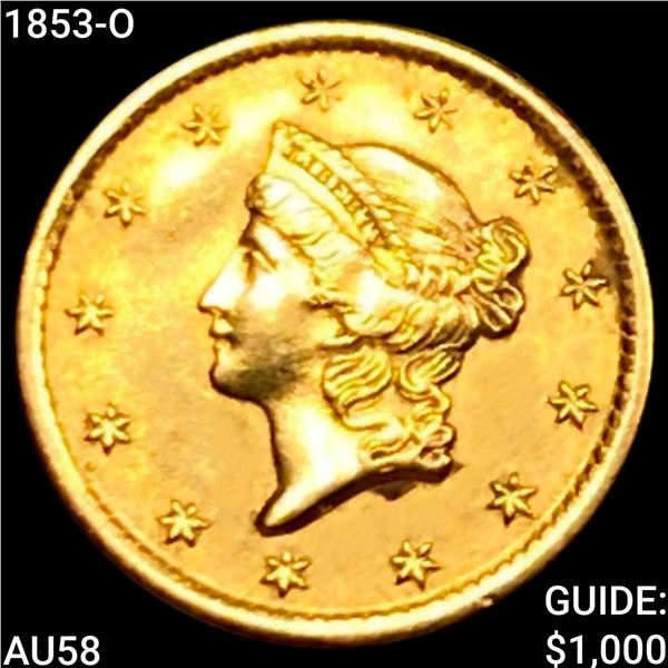 1853-O Rare Gold Dollar CHOICE AU