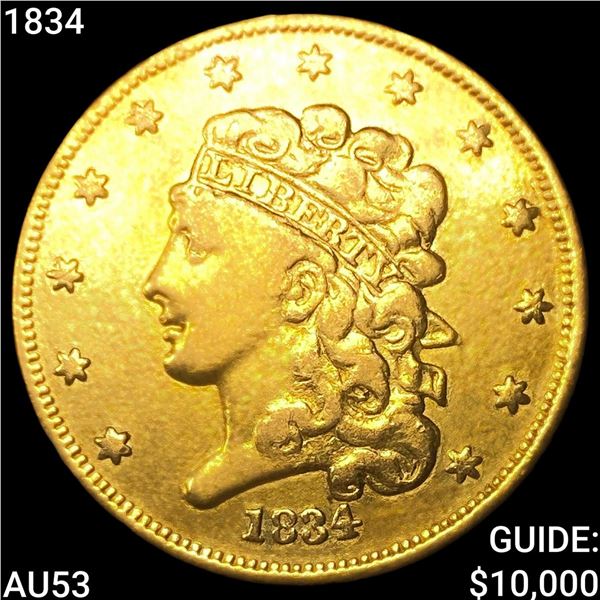1834 $5 Gold Half Eagle CLOSELY UNCIRCULATED