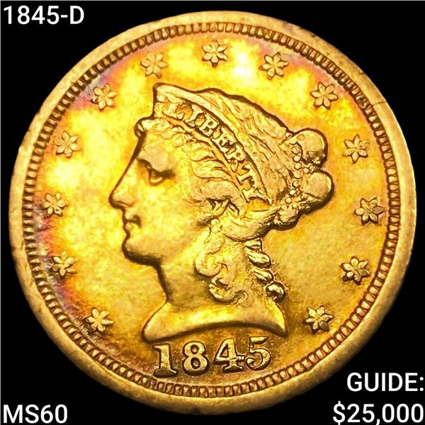 1845-D $2.50 Gold Quarter Eagle UNCIRCULATED