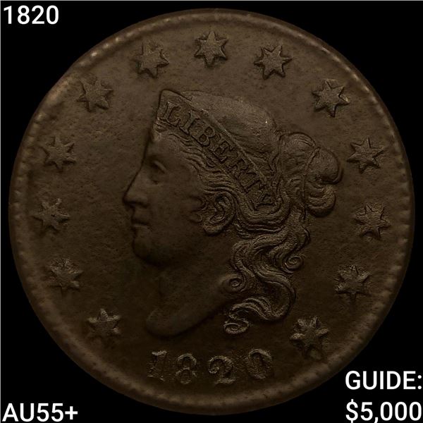 1820 Coronet Head Large Cent HIGH GRADE+