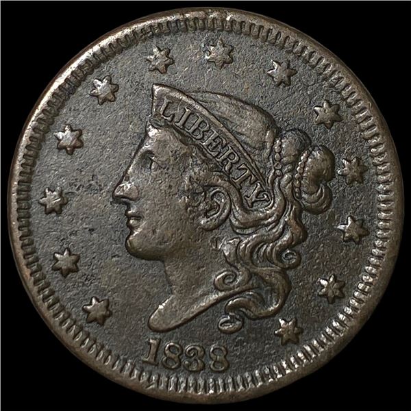 1838 Coronet Head Large Cent NEARLY  UNCIRCULATED