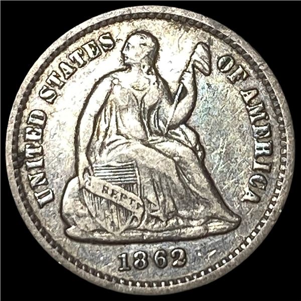 1862 Silver Seated Liberty Half Dime ABOUT  UNCIRCULATED