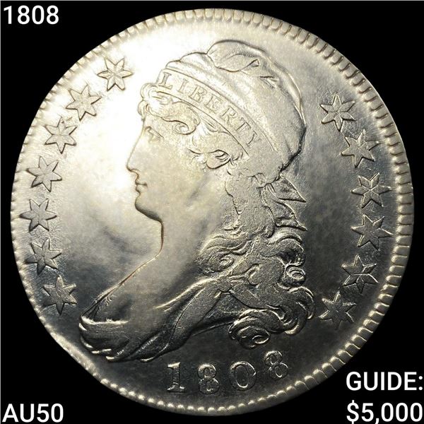 1808 Capped Bust Half Dollar CLOSELY UNCIRCULATED