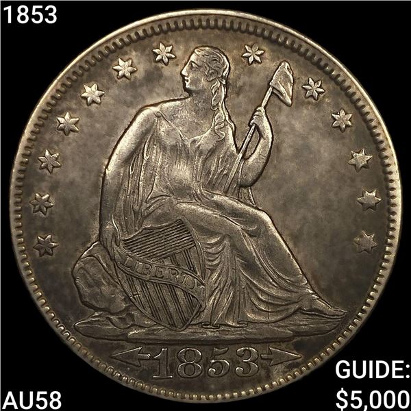 1853 Seated Liberty Half Dollar CHOICE AU