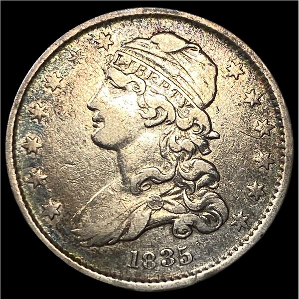 1835 Capped Bust Silver Quarter CLOSELY  UNCIRCULATED