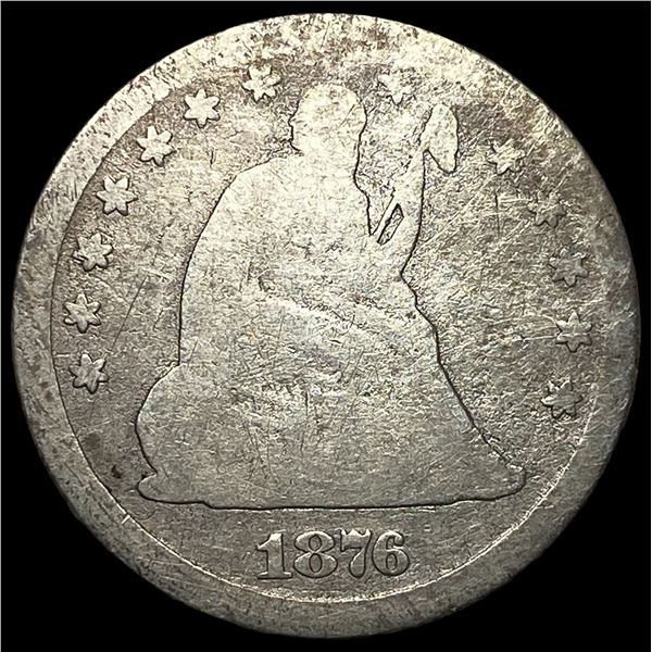 1876-CC Silver Seated Liberty Quarter NICELY  CIRCULATED