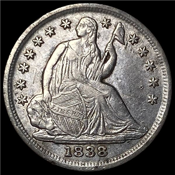 1838 Silver Seated Liberty Half Dime CLOSELY  UNCIRCULATED