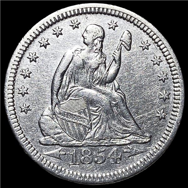 1854 Arrows Seated Liberty Quarter CHOICE AU