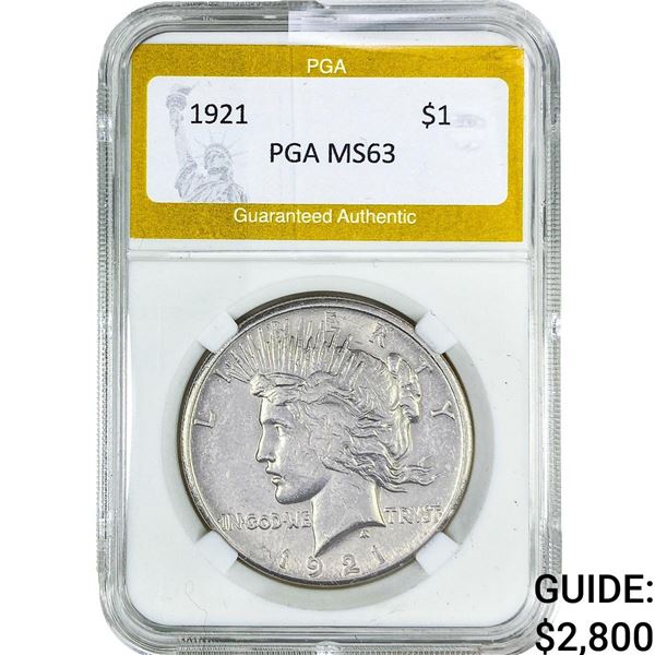 1921 Silver Peace Dollar PGA MS63