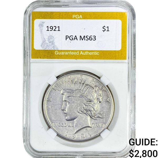 1921 Silver Peace Dollar PGA MS63