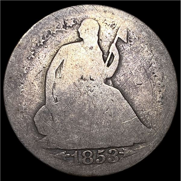 1853 Arrows/Rays Seated Liberty Half Dollar  NICELY CIRCULATED