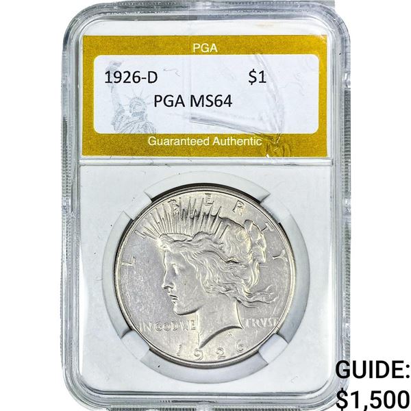 1926-D Silver Peace Dollar PGA MS64