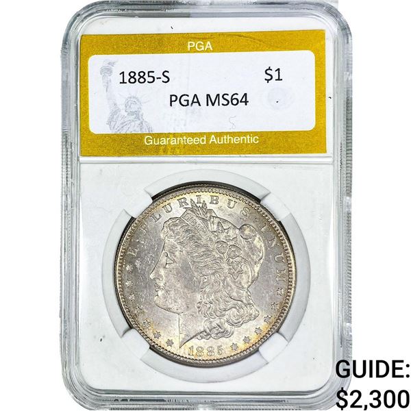 1885-S Morgan Silver Dollar PGA MS64