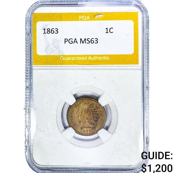 1863 Indian Head Cent PGA MS63