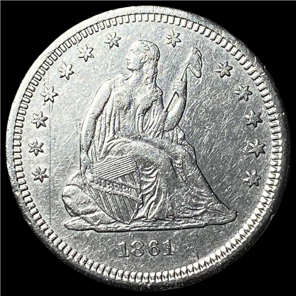 1861 Silver Seated Liberty Quarter CHOICE BU