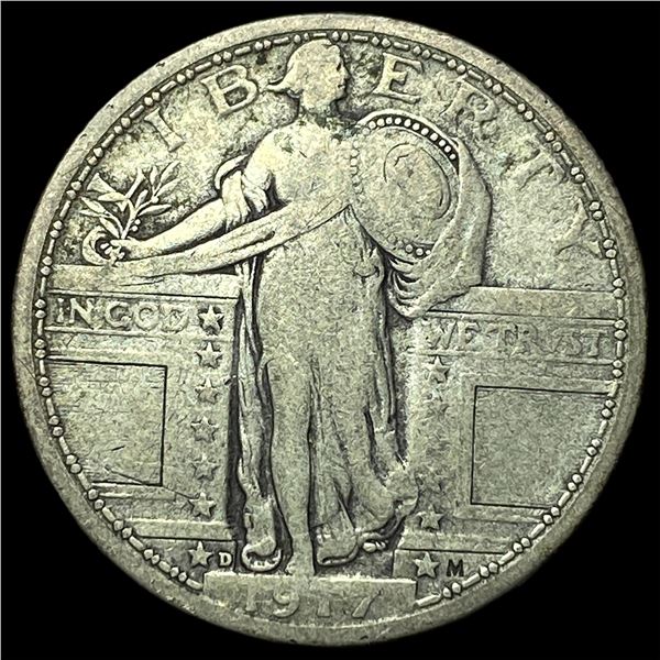 1917-D Type 1 Silver Standing Liberty Quarter  NEARLY UNCIRCULATED