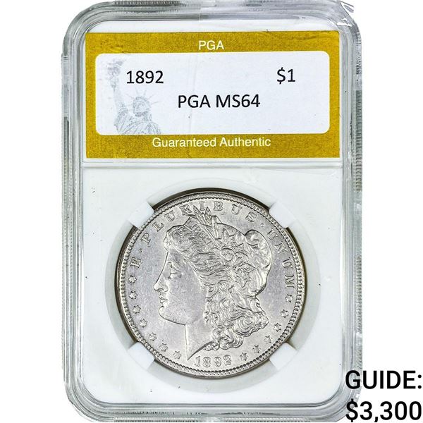 1892 Morgan Silver Dollar PGA MS64
