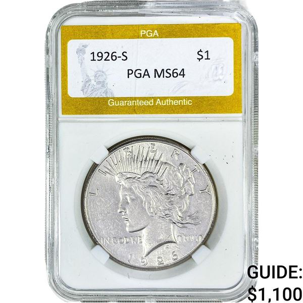 1926-S Silver Peace Dollar PGA MS64