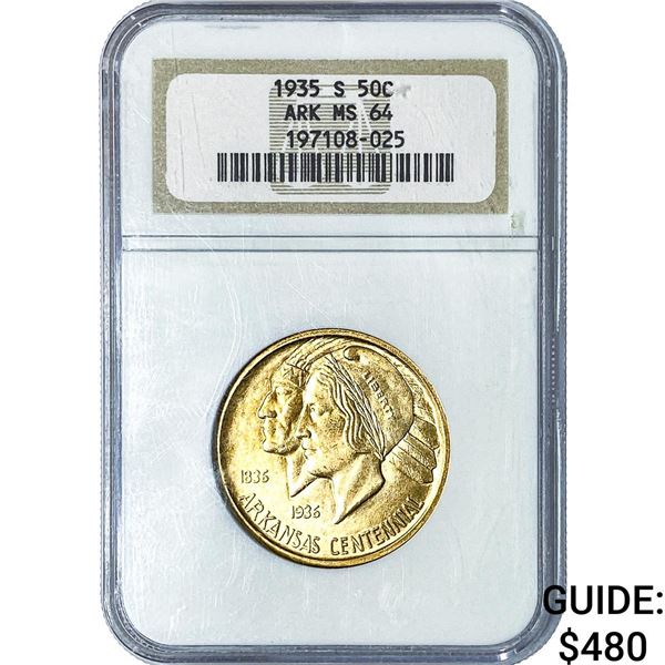 1935-S Arkansas Half Dollar NGC MS64