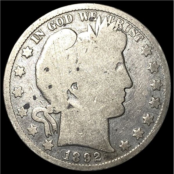1892 Silver Barber Half Dollar NICELY  CIRCULATED