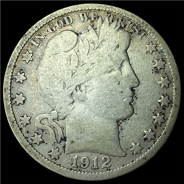 1912-S Silver Barber Half Dollar LIGHTLY  CIRCULATED