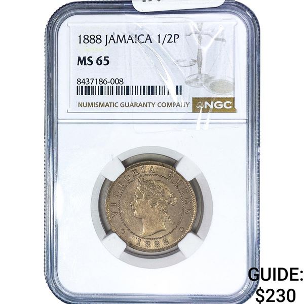 1888 Jamaica Nickel 1/2 Penny NGC MS65