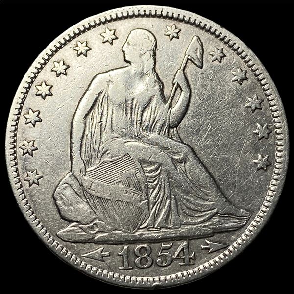 1854 Arrows Seated Liberty Half Dollar CHOICE  AU
