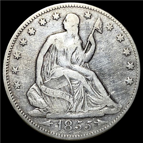 1855 Arrows Seated Liberty Half Dollar LIGHTLY CIRCULATED