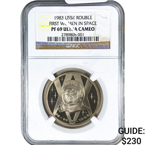 1983 USSR Silver First Woman in Space Rouble NGC PF69 Ultra Cameo