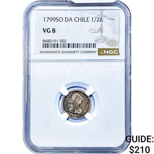 1799 Colonial Spain Silver 1/2 Real NGC VG8