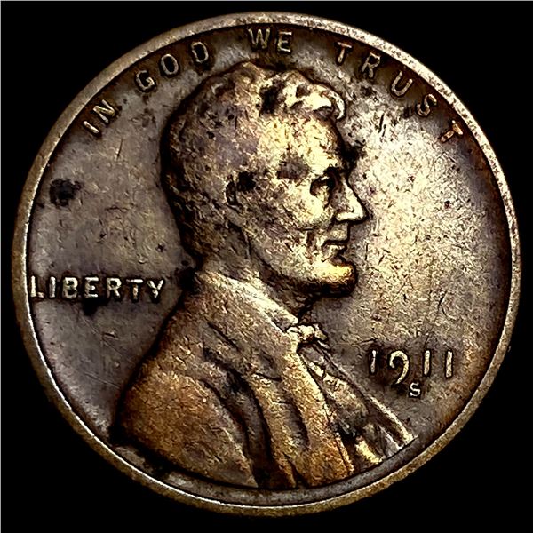 1911-S Lincoln Wheat Cent LIGHTLY CIRCULATED