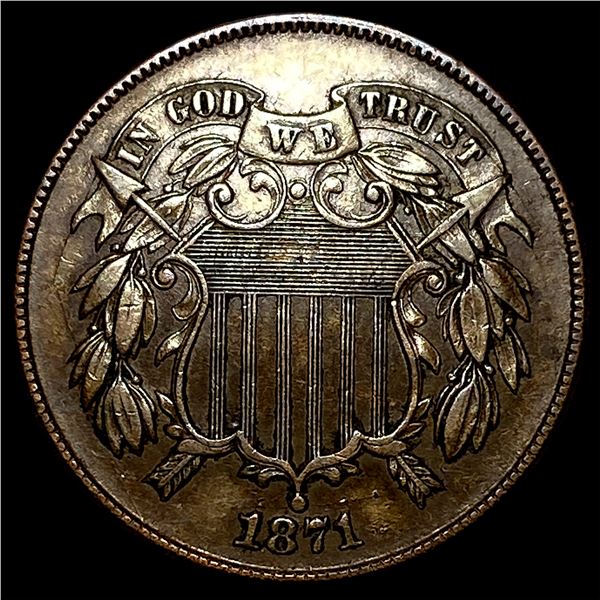 1871 Bronze Two-Cent Piece NEARLY UNCIRCULATED
