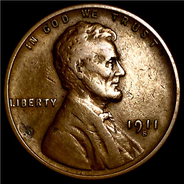 1911-S Lincoln Wheat Cent LIGHTLY CIRCULATED