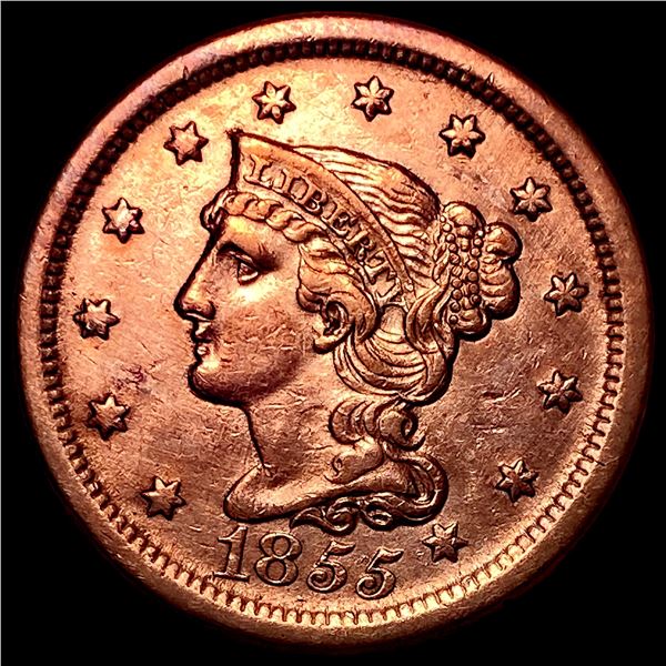 1855 Braided Hair Large Cent CLOSELY UNCIRCULATED