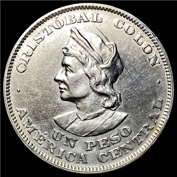 1906 El Salvador Silver 1 Peso CLOSELY UNCIRCULATED