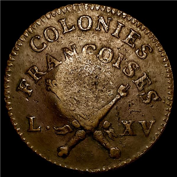 1767 French Colonies Sou (Louis XV) NEARLY UNCIRCULATED